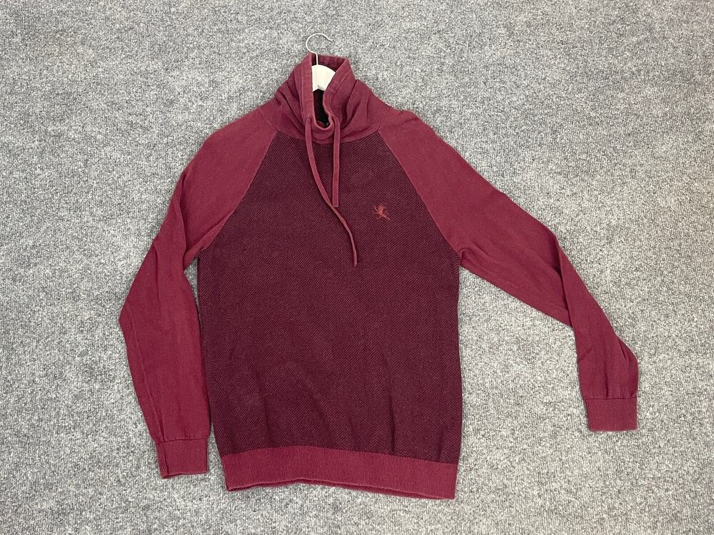 Express Sweater Mens Medium Cowl Neck Shirt Pullover Red Burgundy N308